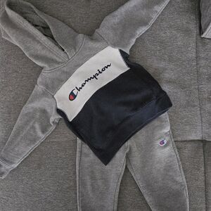 Champion Gray and Navy Kids Hoodie Set